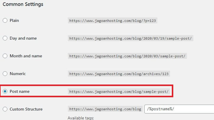 Struktur Permalink untuk SEO WordPress