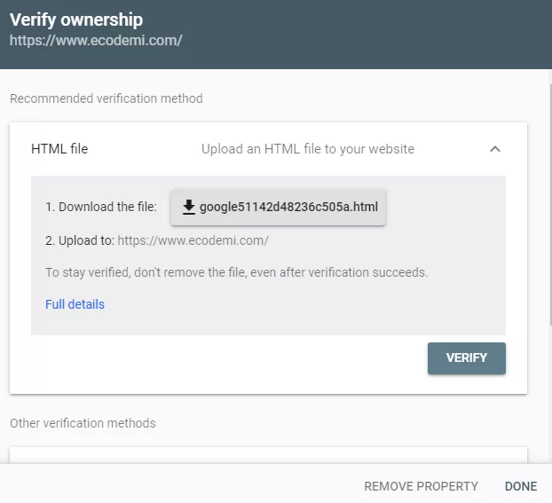 Verifikasi Domain Search Console