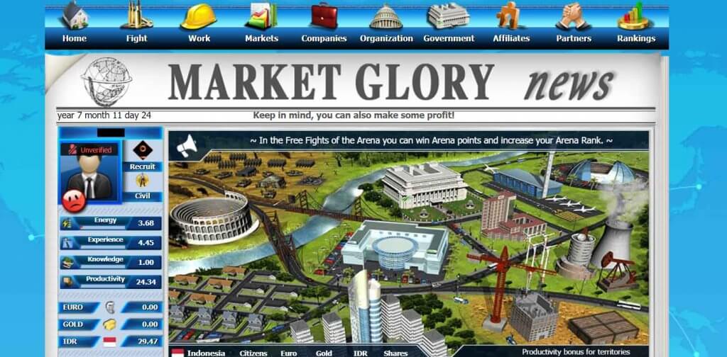 game menghasilkan uang market glory