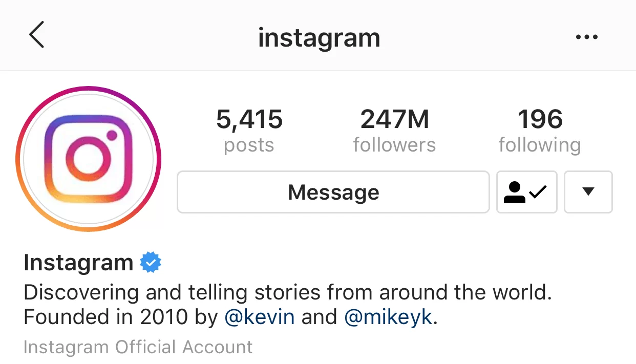 akun instagram centang biru
