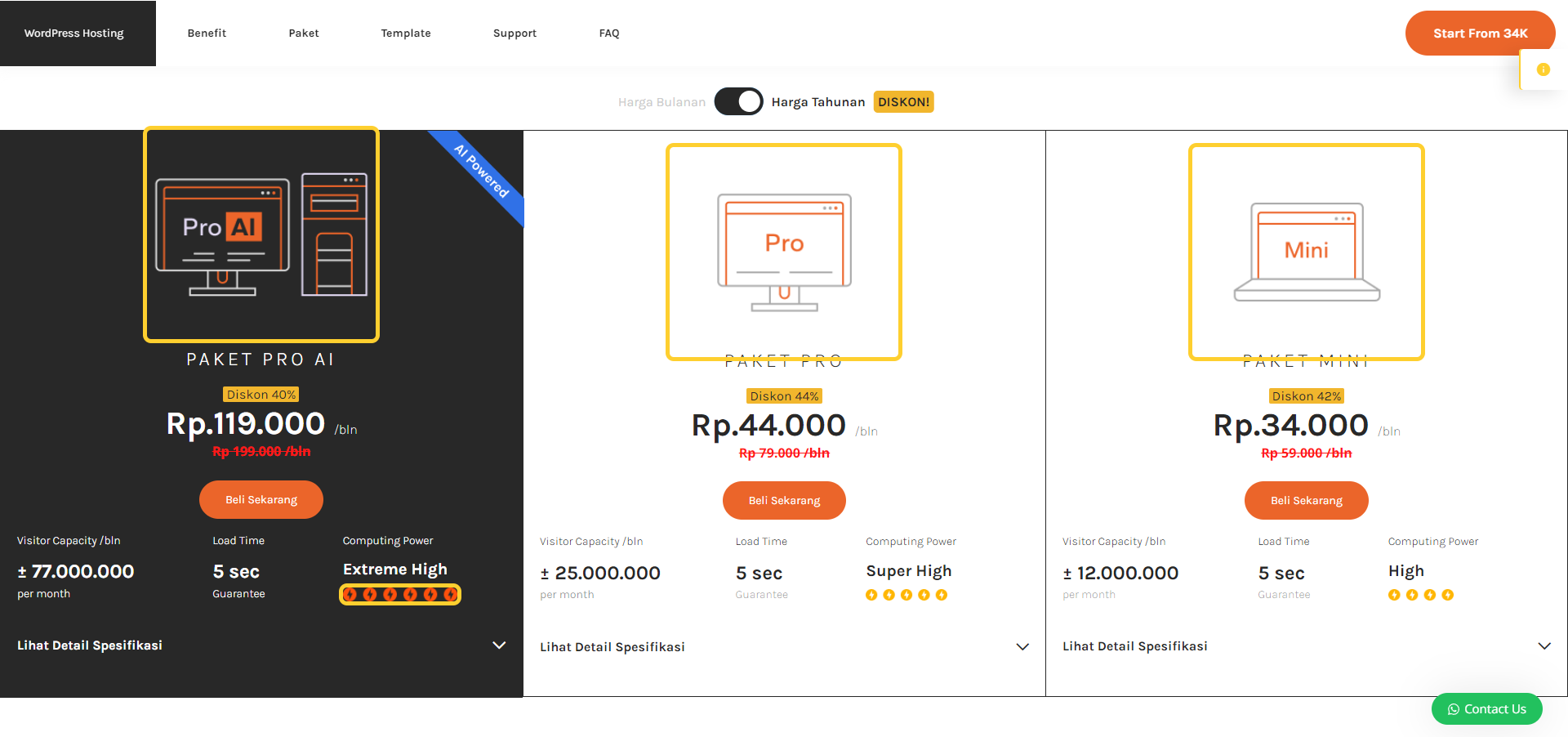 harga paket wordpress hosting