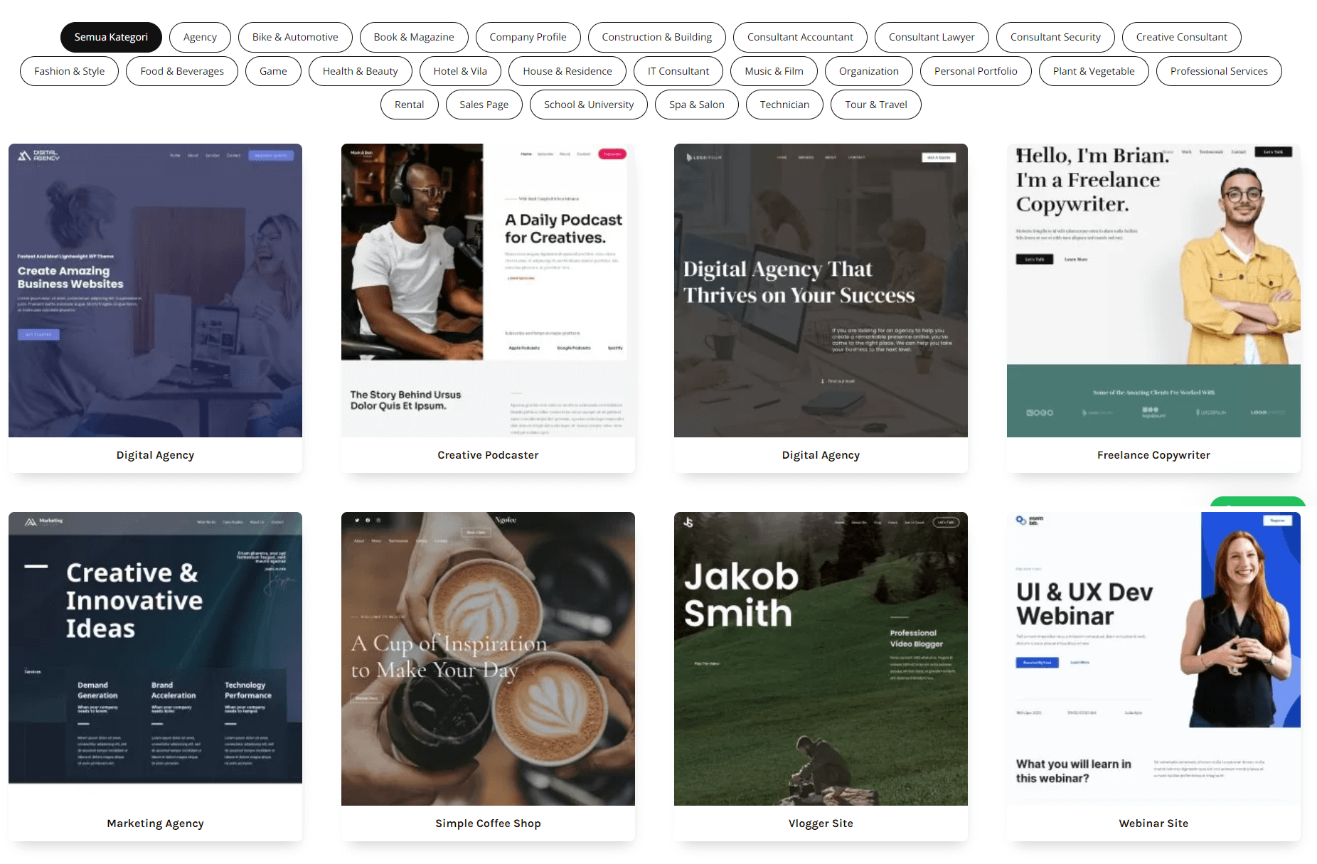 template landing page untuk wordpress