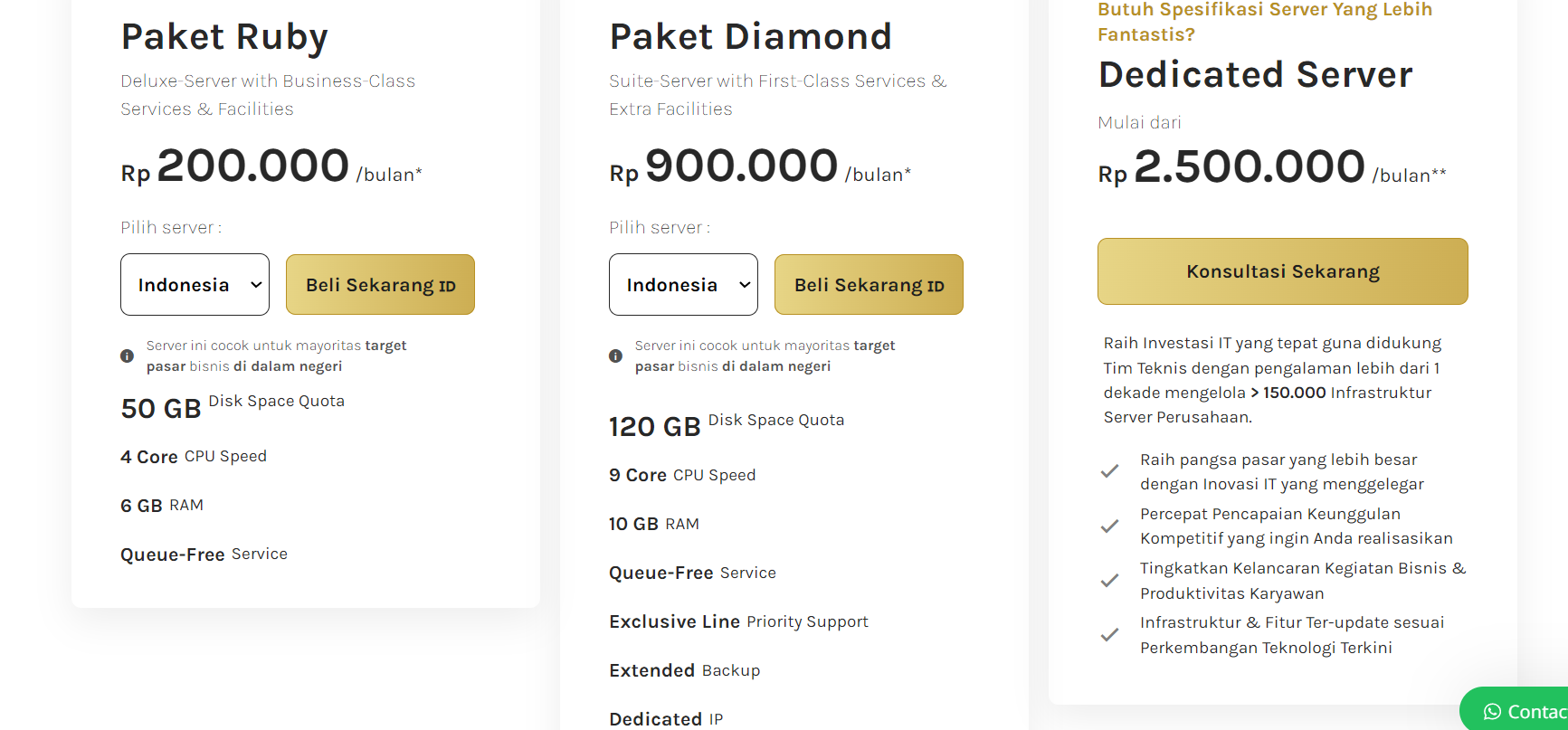 harga paket dedicated hosting terbaik