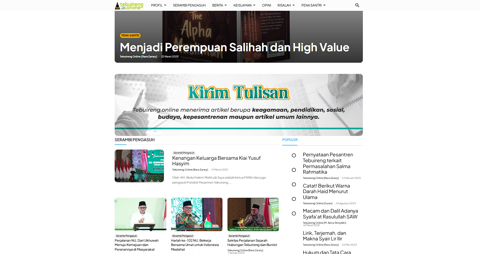 website pondok pesantren tebuireng