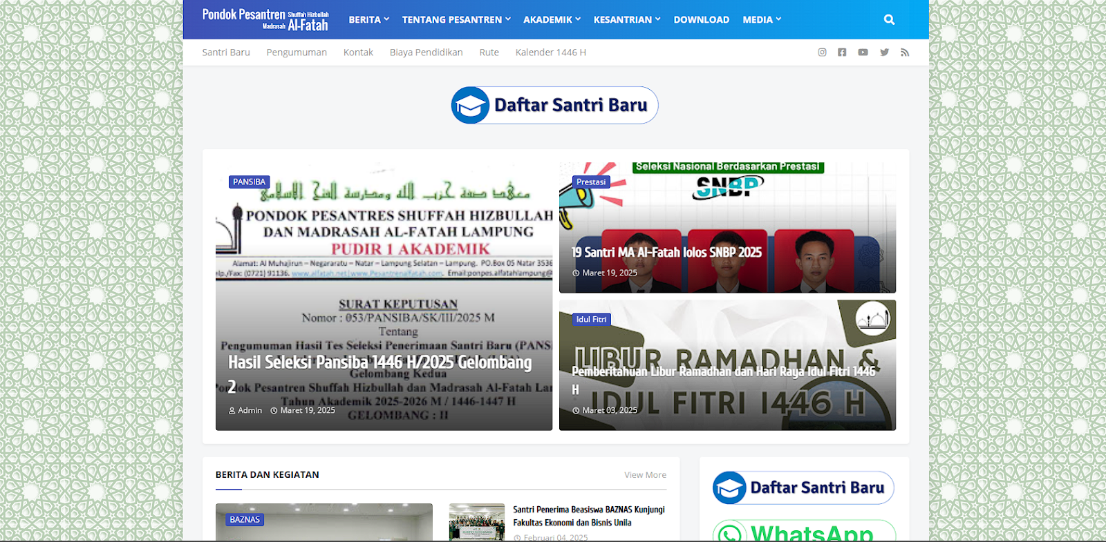 website pondok pesantren al fatah