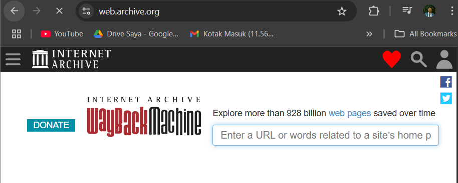 cara pakai wayback machine