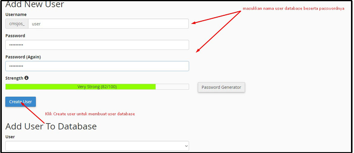 user database di cpanel