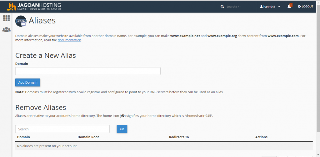 Parking Domain / Aliases
