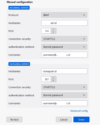 Setting Email Hosting di Email Client: Thunderbird