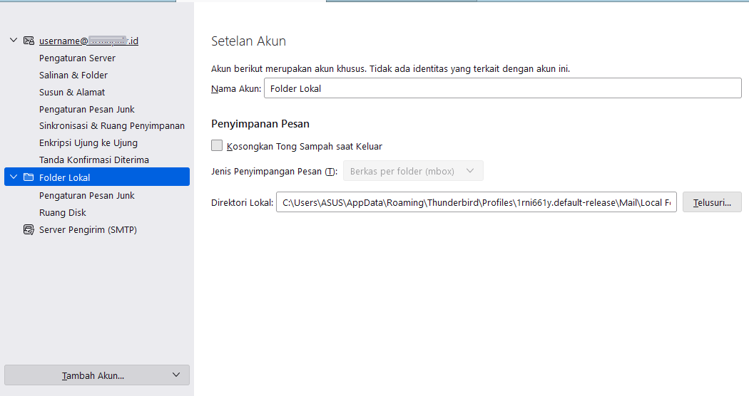 Setting Email Hosting di Email Client Thunderbird dengan Incoming POP3