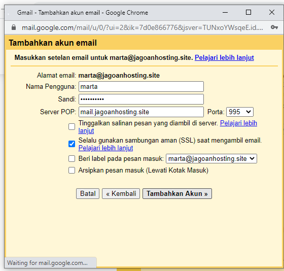 Tutorial Setting Gmail Untuk Email cPanel