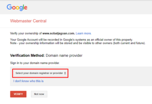 Tampilan Menu Select Your Domain Registrar Or Provider