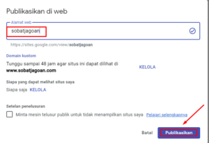 Tampilan Kolom Alamat Web