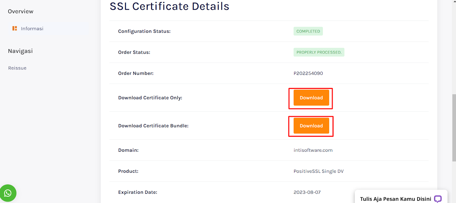 Laman Download Certificate