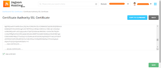 Halaman SSL Certificates