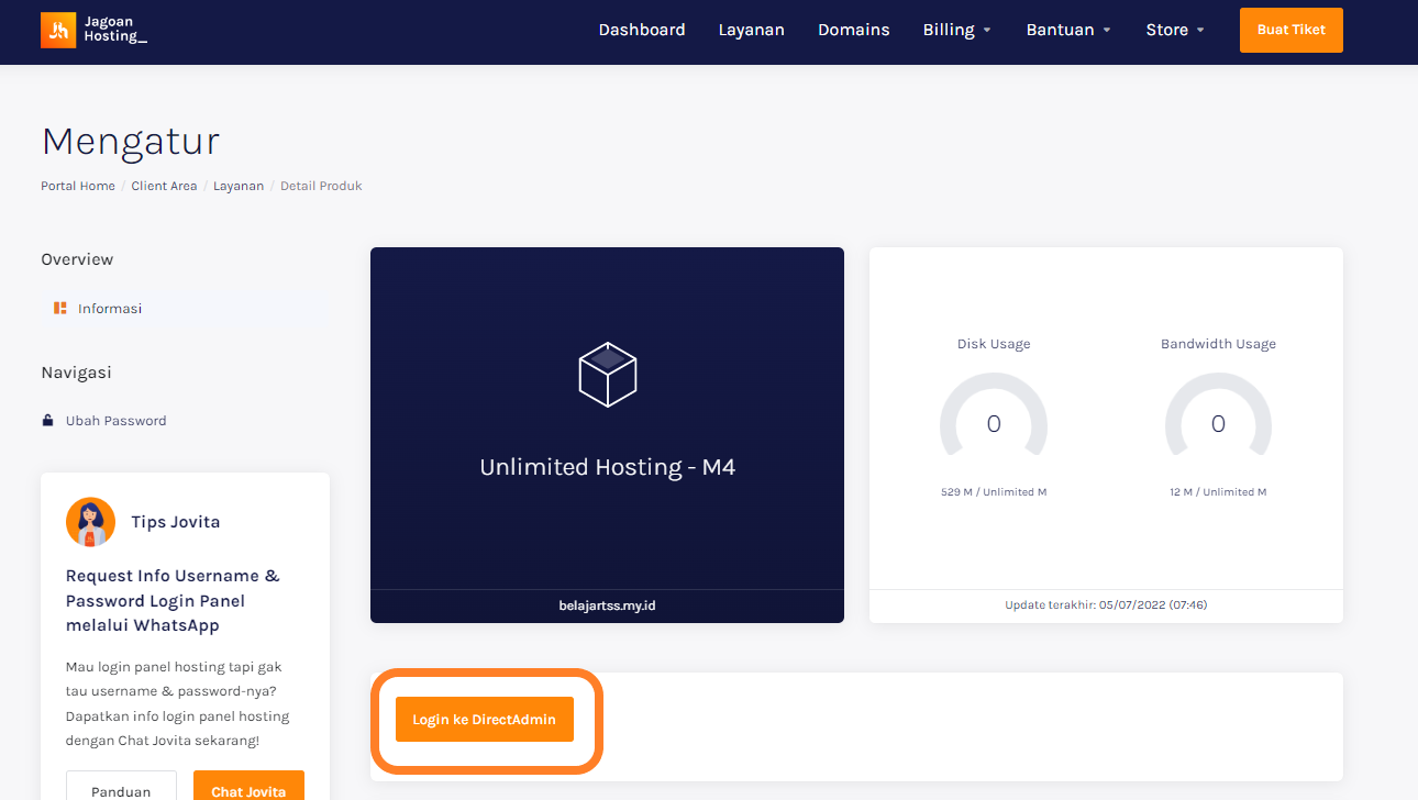 Login Ke DirectAdmin