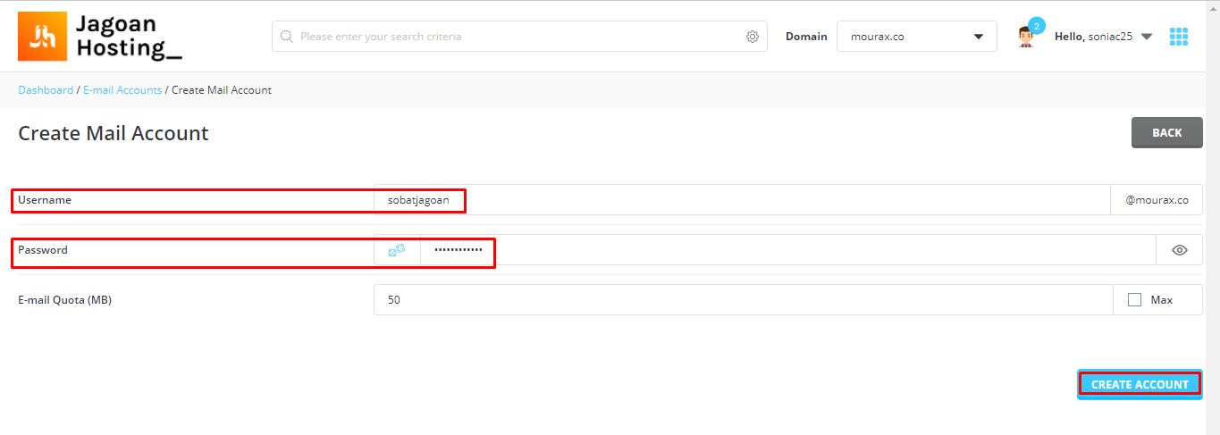 Kolom Username & Password