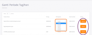 Menu Ganti Billing Cycle & Submit