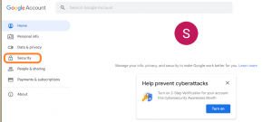 Tampilan Menu Security Di Halaman Google