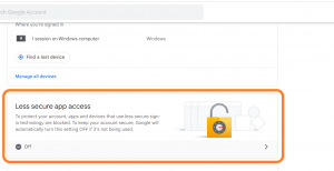 Tampilan Menu Less Secure Apps Di Google