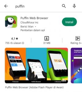 Tampilan Install Puffin Browser 