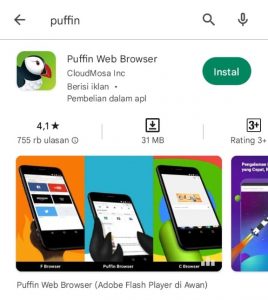 Tampilan Install Puffin Browser