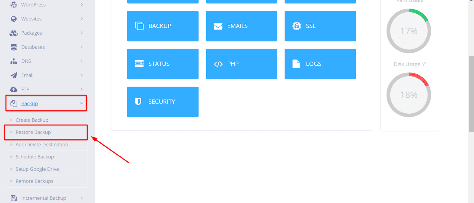 Restore Pada Cyberpanel