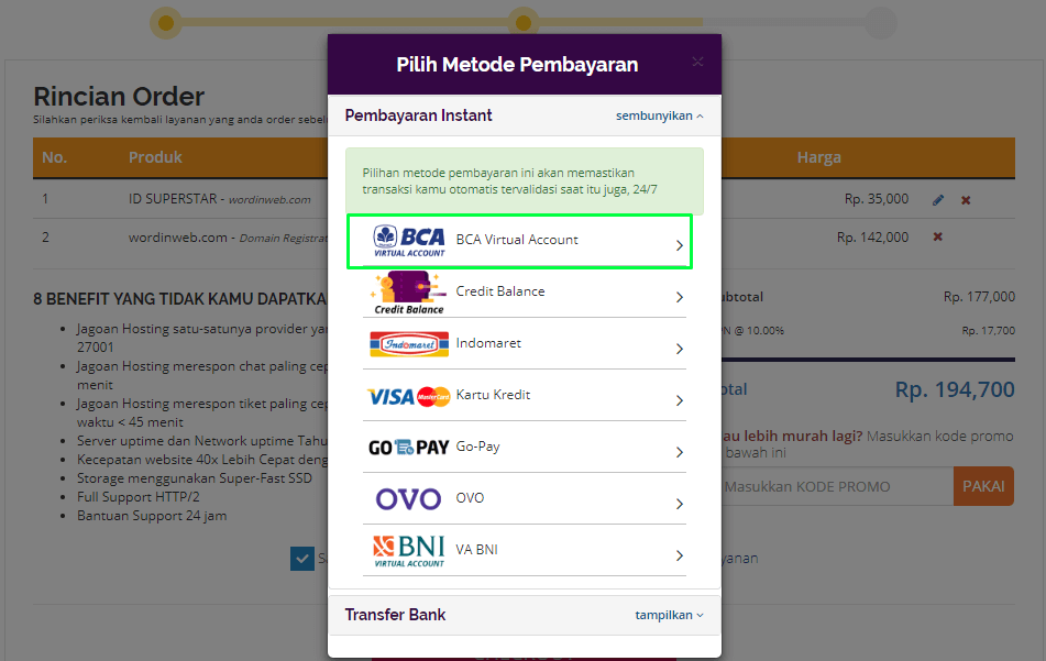 payment bca virtual account payment bca virtual account
